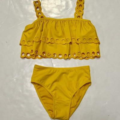 Yellow Eyelet Scallop 2PC Swim