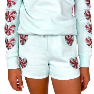 Sequins Candy Cane Hearts Shorts