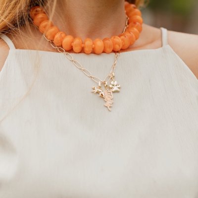 Bailey Orange Chunky Beaded Necklace