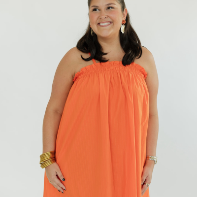 Blaire Orange Pinstripe Mini Dress (S-3XL)