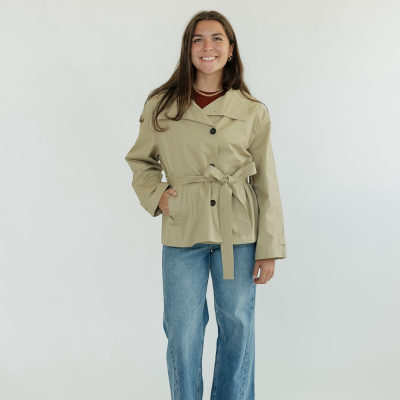 Vivienne Funnel Neck Khaki Jacket