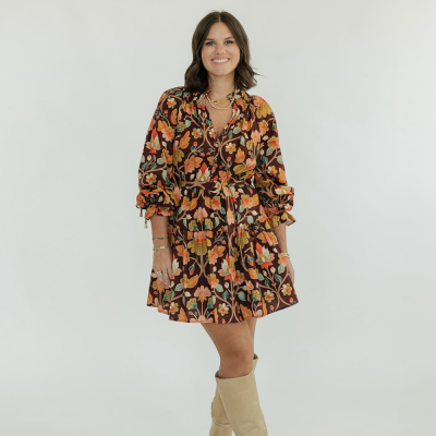 Belle Amber Bloom Long Sleeve Mini Dress