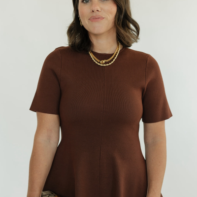 Penny Mocha Short Sleeve Knit Top