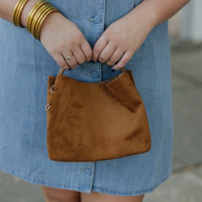 Lucia Suede Bag in Tan