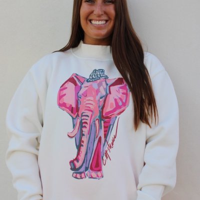"Pink Elephant Love" Mock Neck