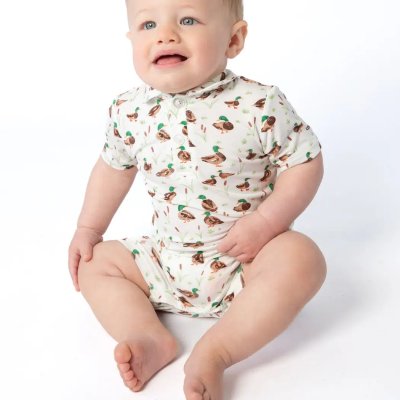 Mallard Drake Ducks- Ss Polo Romper