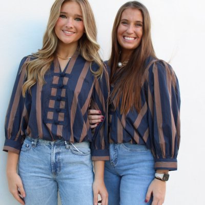 Navy/Brown Stripe Top