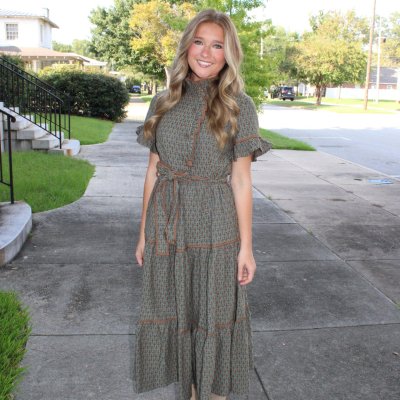 Lena Dress Amber Leaf Jacquard