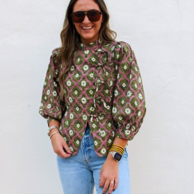 Olive Floral Top