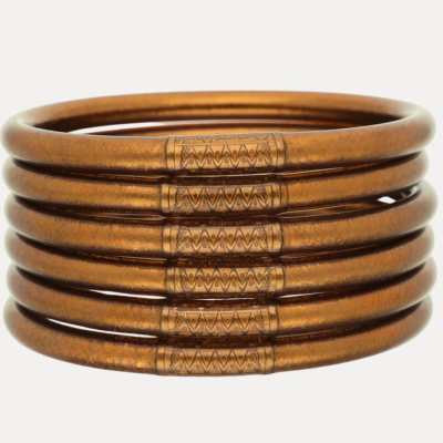 Saddle All Weather Bangles® (Set of 6) - Serenity Prayer Budha Girl