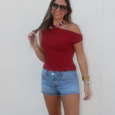 Timeless Asymmetrical Top Red Dahlia
