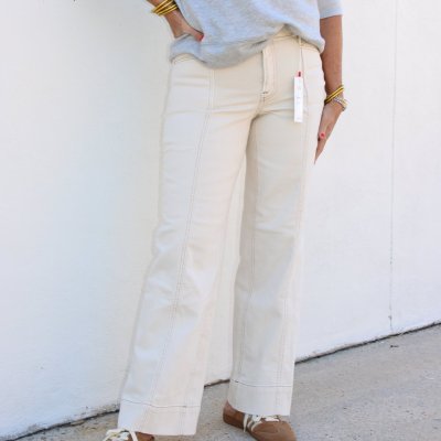 Kate Front Seam Wide Leg Jeans Oat
