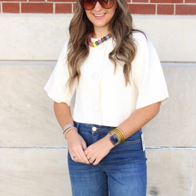 Cream Button Front Top