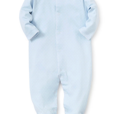 Blue/White New Kissy Dots Print Footie