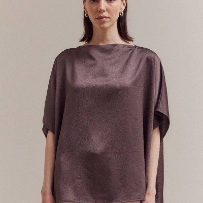 Aubergine Draped Loose Fit Top