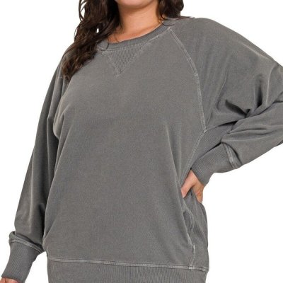 Pigment Dyed French Terry Pullover BLACK