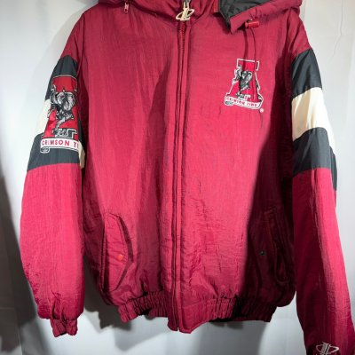Vintage Alabama X Logo Athletic Crimson Zip Up Puffer Jacket Large
