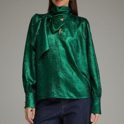 Metallic Tie Neck Top