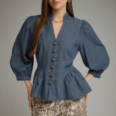 Peplum Loop Closure Top
