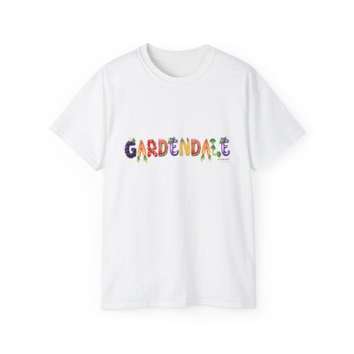 Gardendale Graphic Tee — Colorful Garden Lettering Shirt