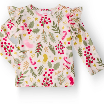 Holly Jolly Christmas L/S Ruffle Tee