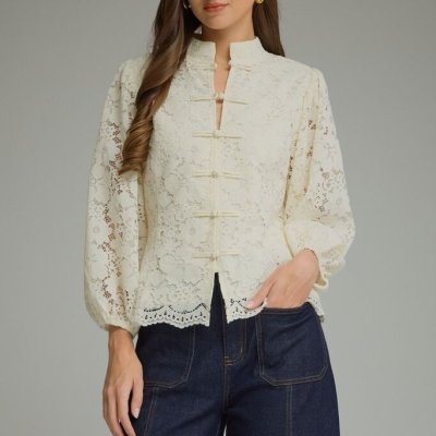 Lace Balloon Sleeve Top