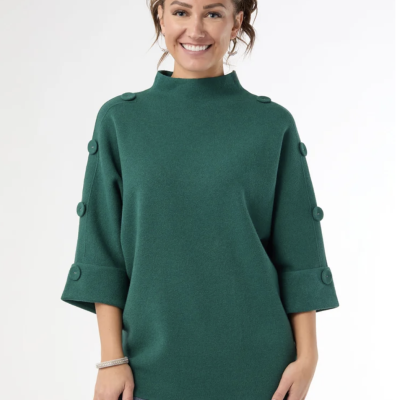 Heavenly-Luxe Funnel Neck Sweater- Green
