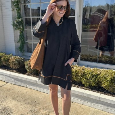 Acordion Pleat Collar Dress