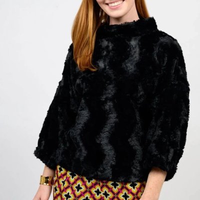 Ivy Jane Faux Fur Popover-BLK