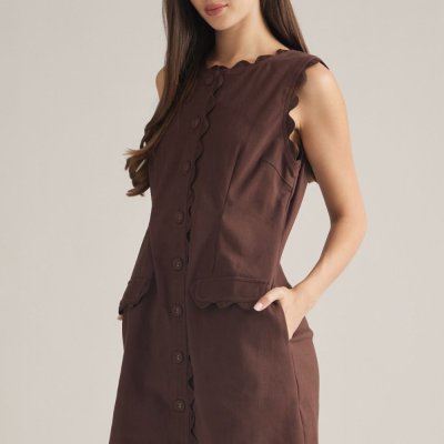 Chocolate Trimmed Button Dress
