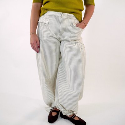Oatmeal Pinstripe High Waisted Jogger Pants