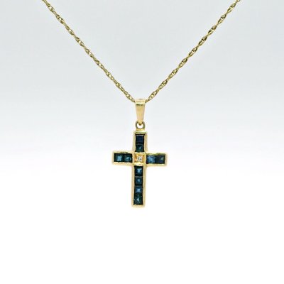 Asha 14K Sapphire Cross Pendant