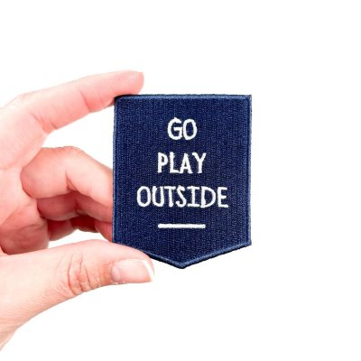 Navy Go Play Outside Iron-On Patch Embroidered Patch Nature