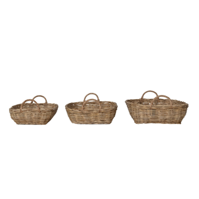 Hand-Woven Rattan Basket with Handles