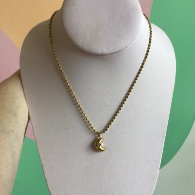 Moon Puffy Titanium Necklace