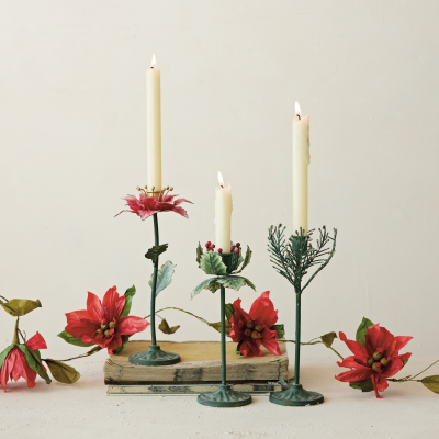 Holiday Floral Candlestick Holder