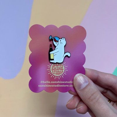 Wine Cat Enamel Pin