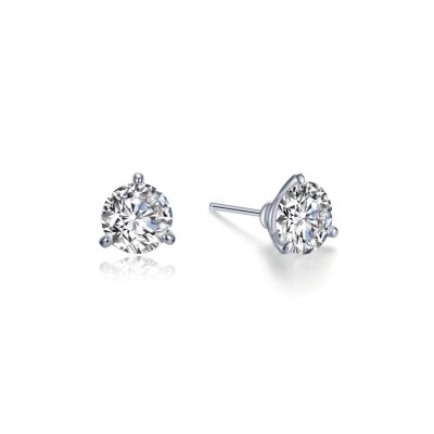 Lafonn Sterling Silver 1CTW 3 Prong Martini Stud Earrings