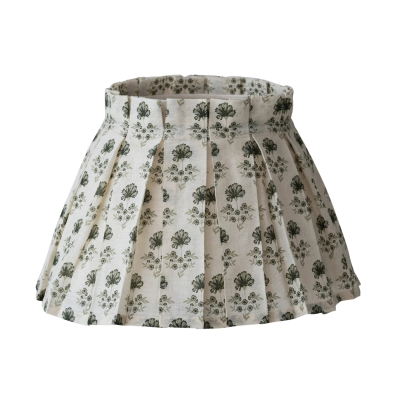 Block Print Box Pleated Clip-on Lampshade w/ Removable Cover