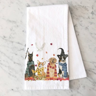 Wizard Dogs Towel - Halloween Tea Towel
