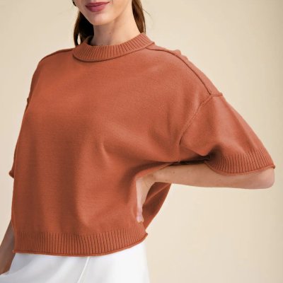 Crew Neck Sweater in Burnt Orange
