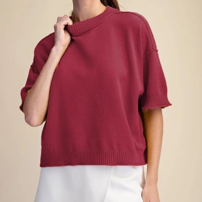 Crew Neck Sweater in Crimson