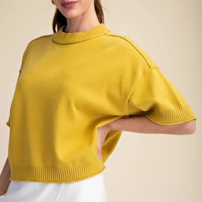 Crew Neck Sweater in Mustard