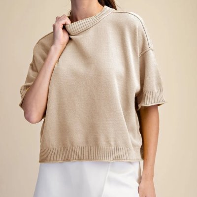 Relaxed Crew Neck Sweater in Beige
