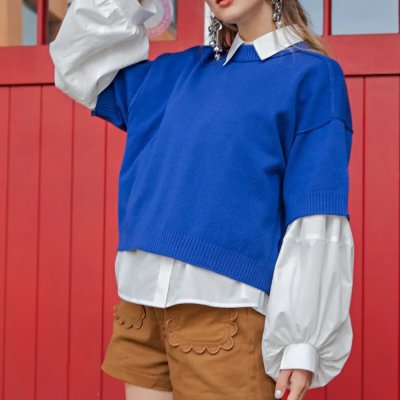 Relaxed Crew Neck Sweater in Royal