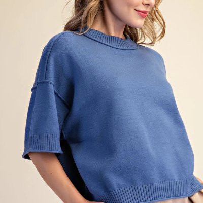 Relaxed Crew Neck Sweater in Slate
