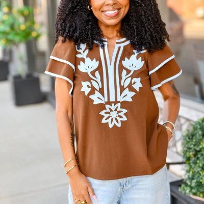 The Magnolia Muse Top in Brown