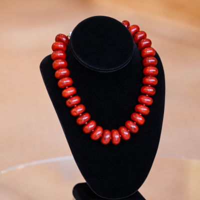 Colored Flat Ball Necklace-Brown