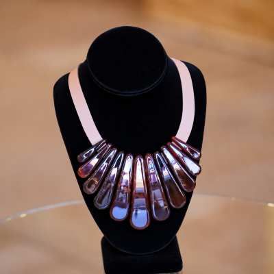 Acetate Multi Bar & Leather Choker-Tortoise