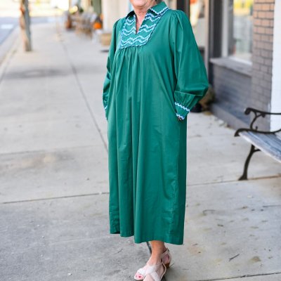 The Fox Hunt Dress in Hunter Green